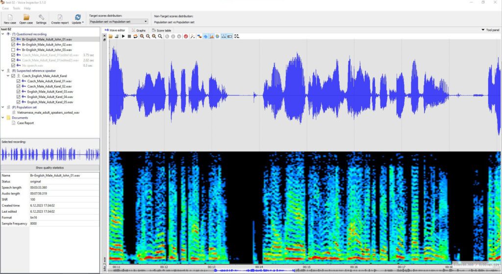 Screenshot of Phonexia Voice Inspector 5.1 GUI