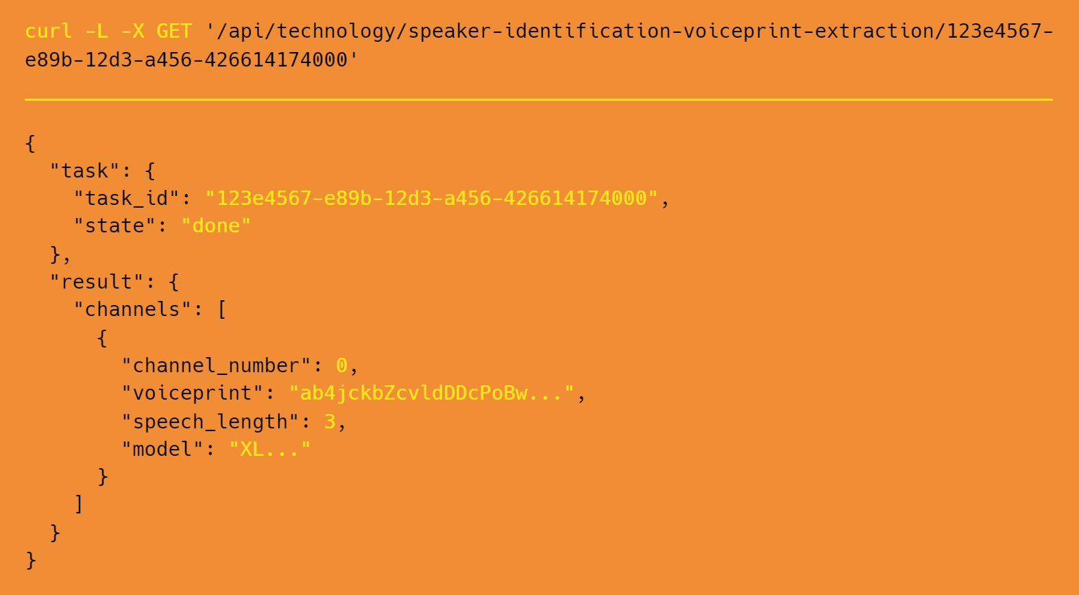 Example of the Phonexia Speech Platform REST API call
